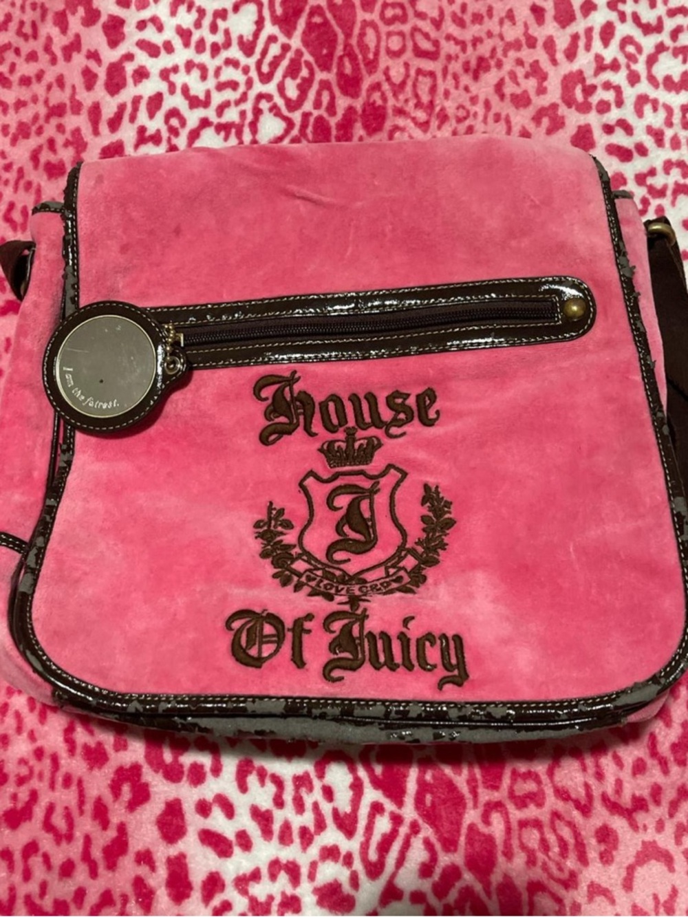 House of Juicy Pink Suede Crossbody Bag